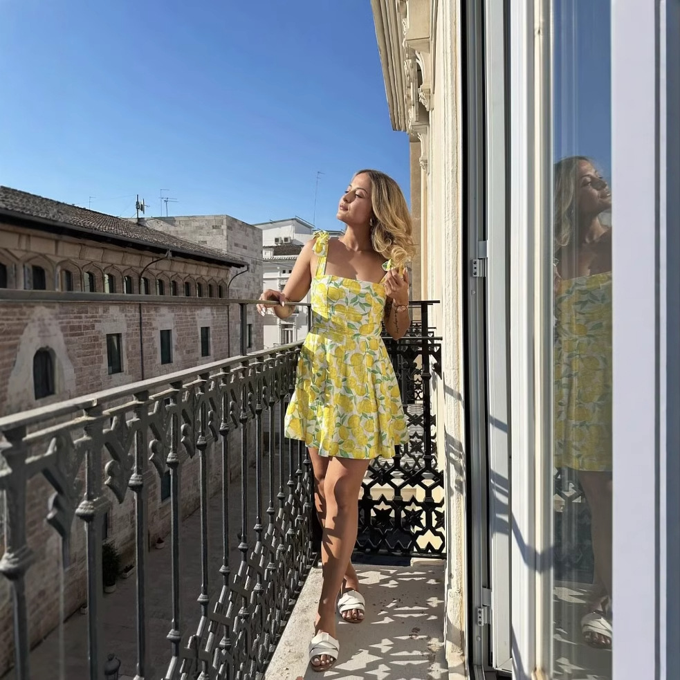 Limoncello Tie-Strap Sundress – Flowy Fit & Citrus Print