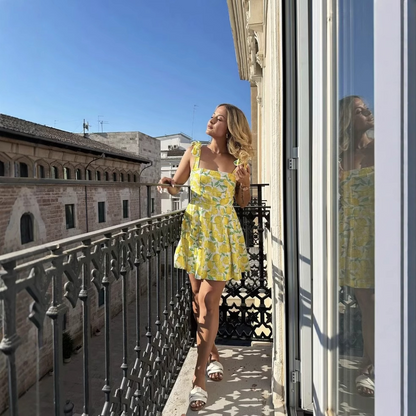 Limoncello Tie-Strap Sundress – Flowy Fit & Citrus Print